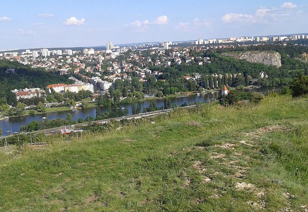 Vltava, pravý břeh Prahy a okolní lesy. Kvůli tomu je Děvín jedna z nejkrásnějších vyhlídek Prahy